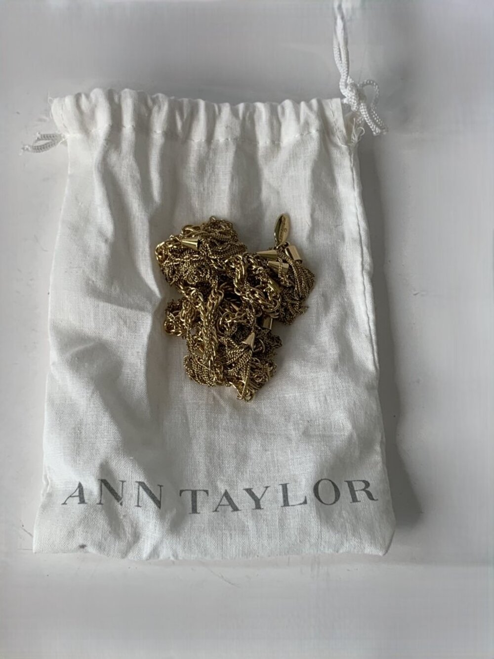 Ann Taylor Haute Tassels Gold Tone Necklace – 29" Long – Original Pouch Included - Picture 9 of 10
